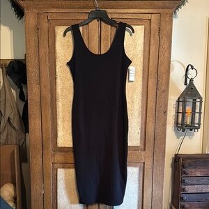 Bar III Black Sheath Midi Dress Scoop Neck NWT